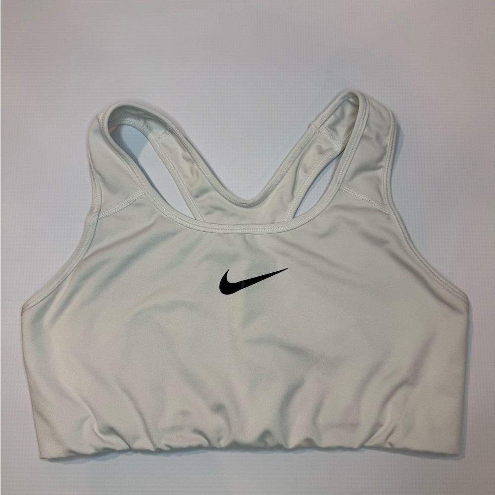 Nike White Sports Bra Moisture-Wicking Compression Fit